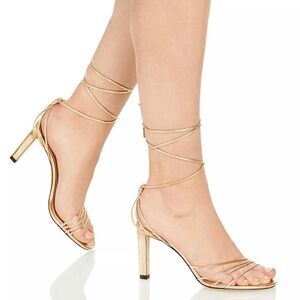 Jimmy Choo Antia Metallic Leather Ankle-Tie Sandals size 36